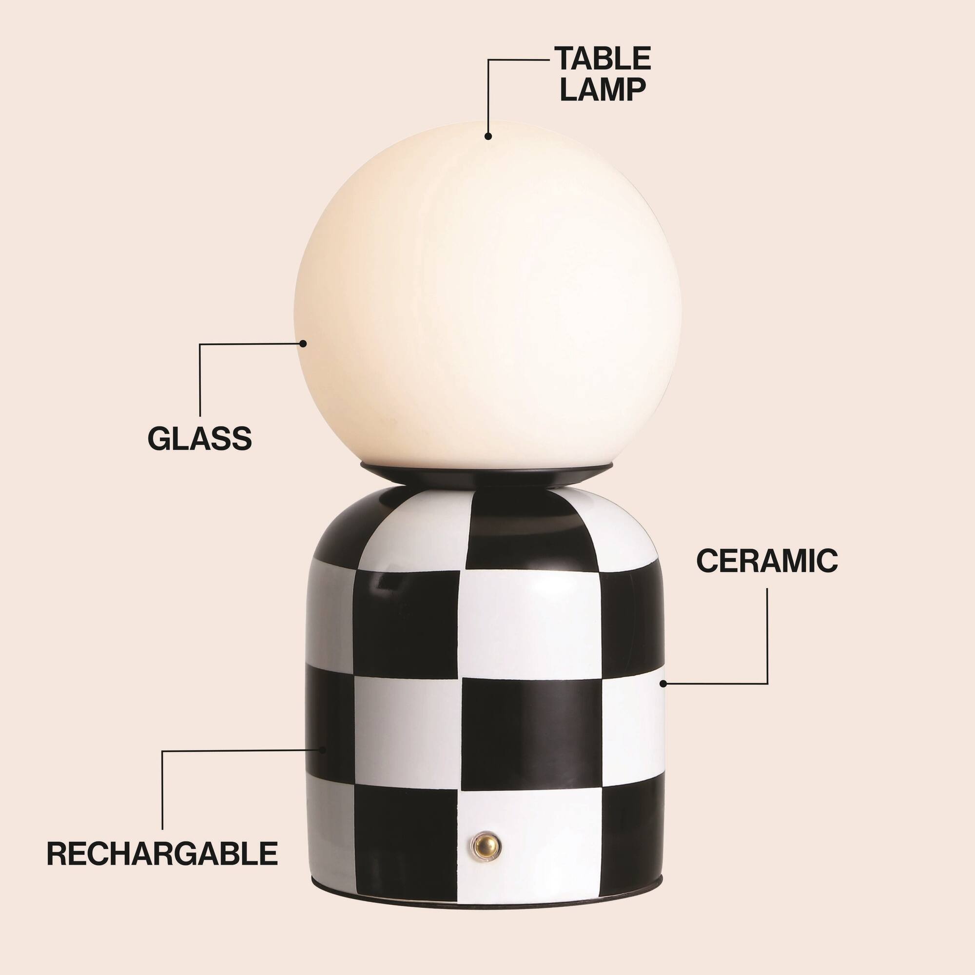 TABLE LAMP  
GLASS  
CERAMIC  
RECHARGABLE