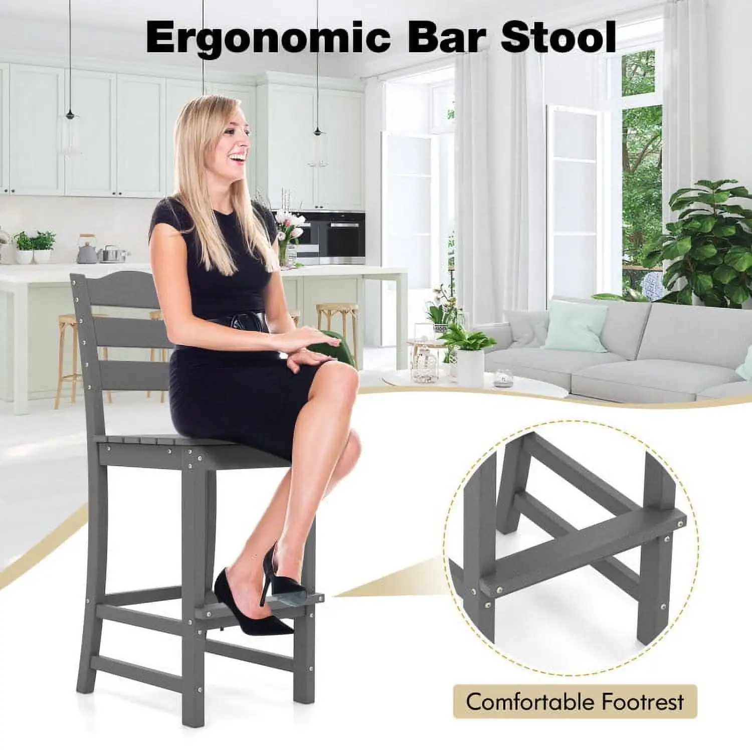 Ergonomic Bar Stool  
Comfortable Footrest