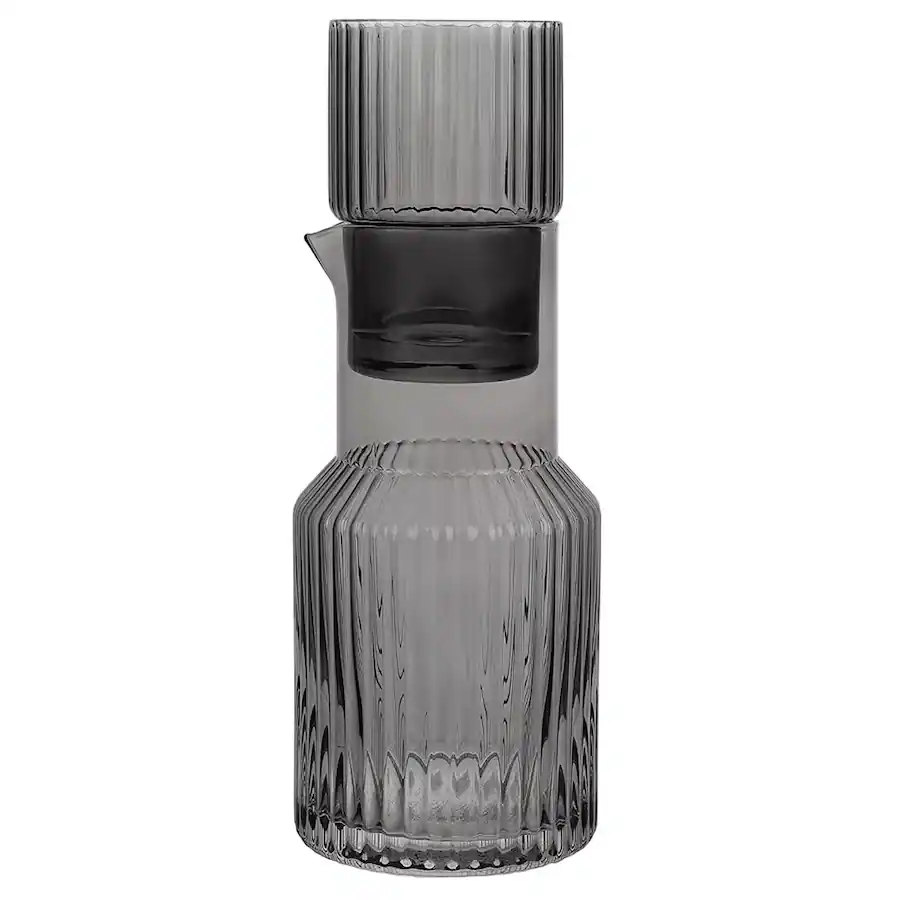 Carafe Ribbed Jay Import Ribbed Glass 2 Piece Carafe Set 33.81 OZ Gray 410647-2RB-PD ...