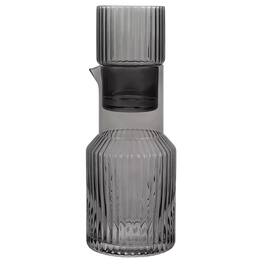 Jay Import - Ribbed Glass 2-Piece Carafe Set 33.81 OZ - Gray