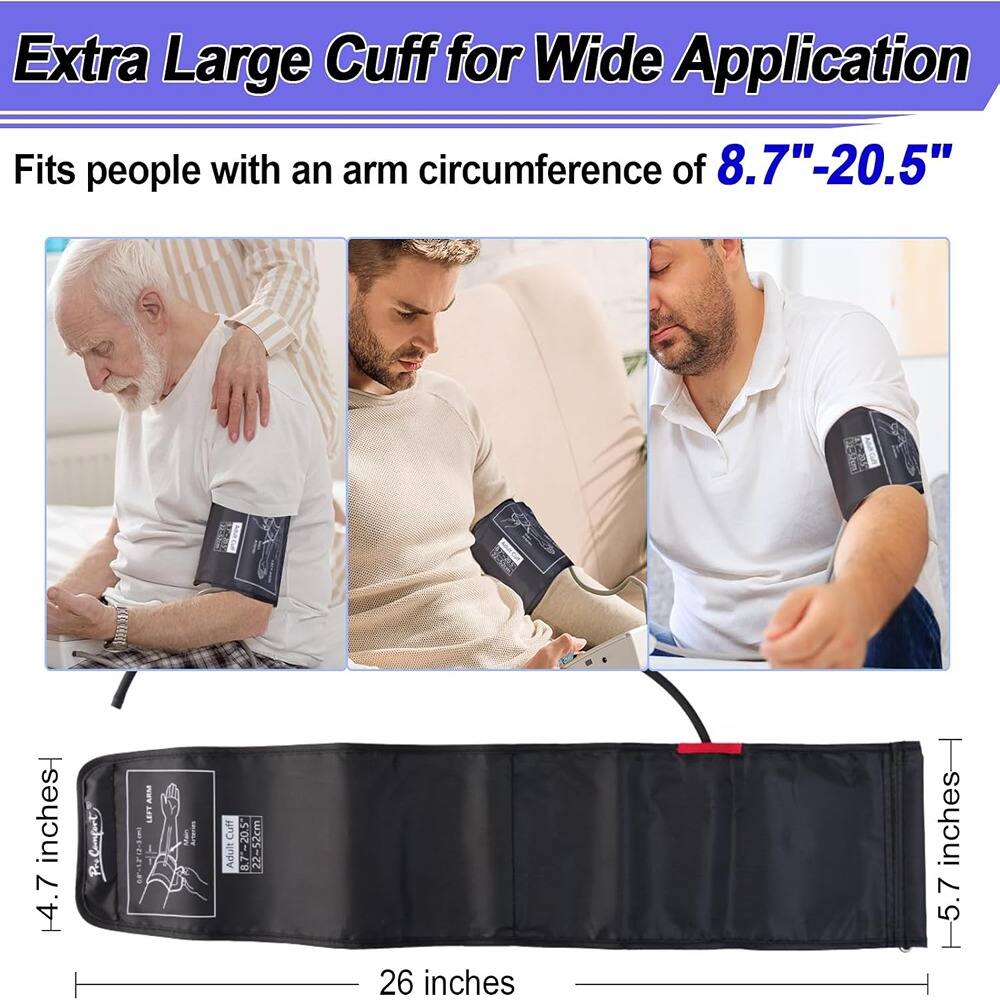 Extra Large Cuff for Wide Application

Fits people with an arm circumference of 8.7"-20.5"

4.7 inches

26 inches

5.7 inches