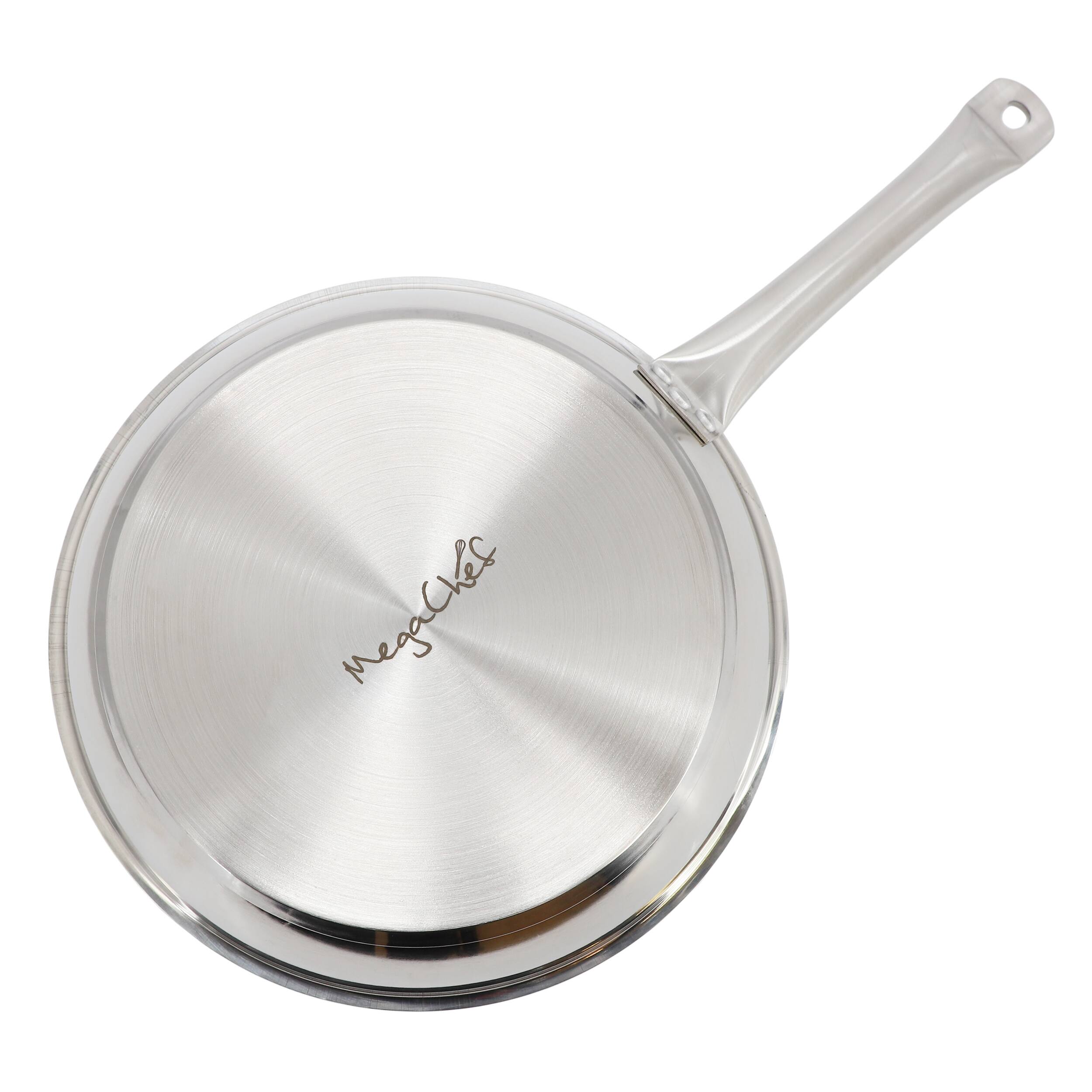 Alt View 4. MegaChef - MegaChef Professional Kitchen 11 Inch Round Stainless Steel Fry Pan in Silver - Silver.