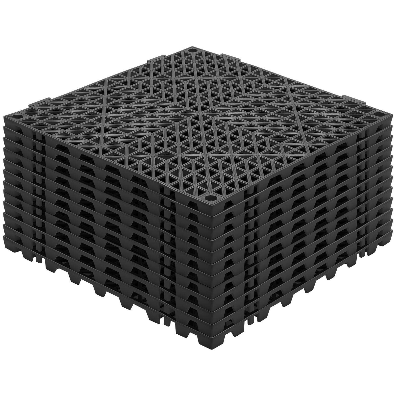 Alt View 5. VEVOR - Modular Interlocking Cushion, 12 Pack 12" x 12" Splicing Drainage Mats, Soft PVC Interlocking Drainage Floor Tiles - Black.