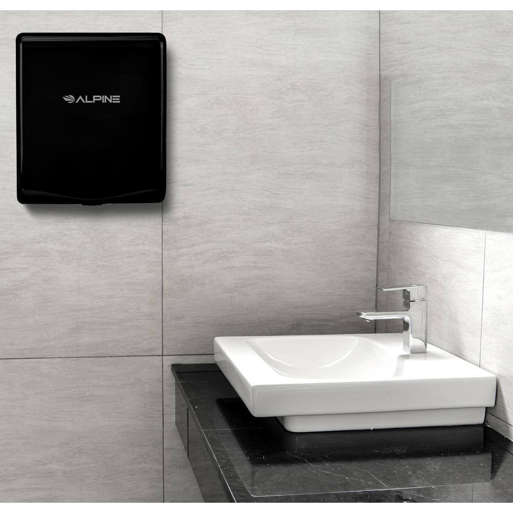 Alt View 3. Alpine Industries - Willow Commercial High Speed Automatic 120V Electric Hand Dryer - Black.