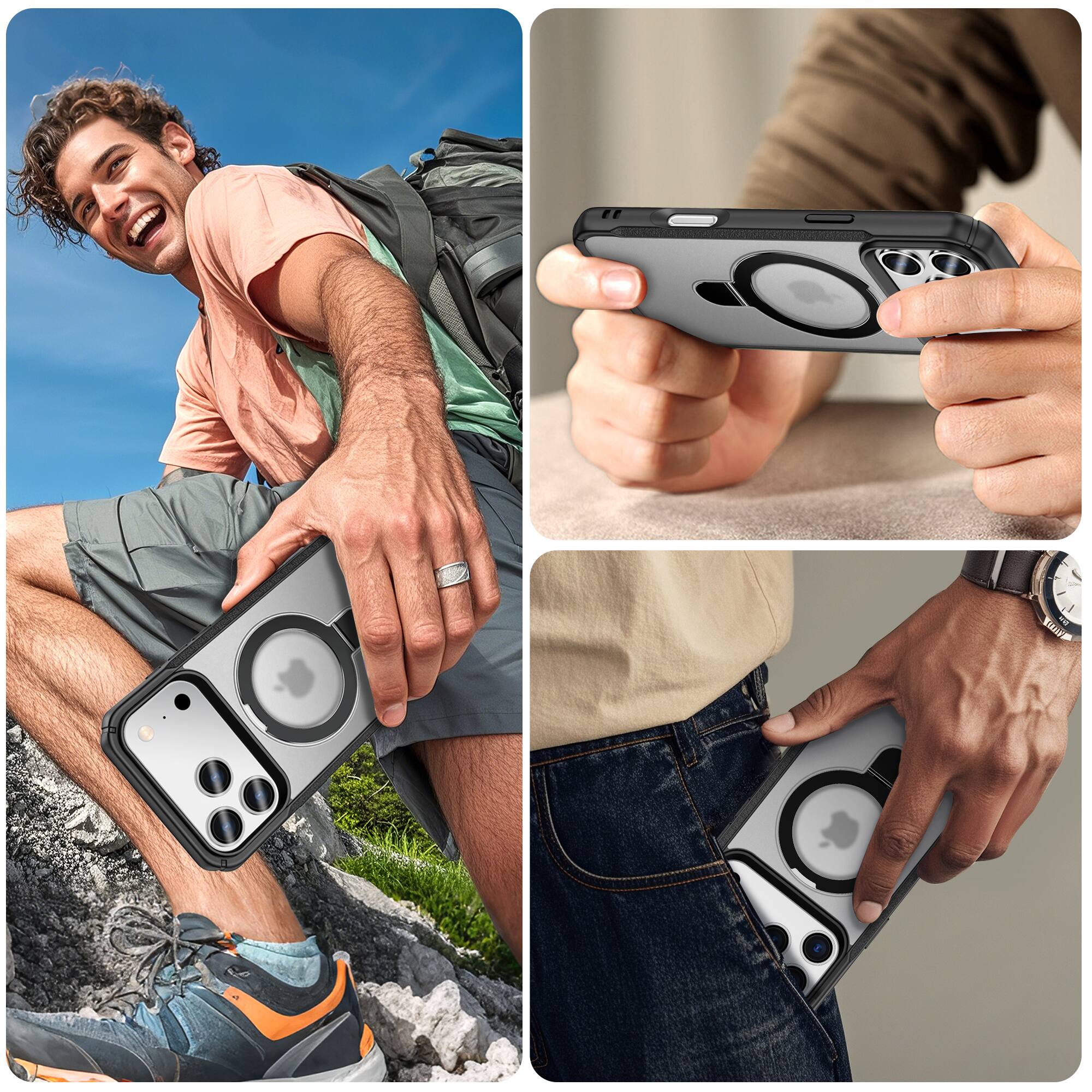 Alt View 3. UUCOVER - Magnetic Kickstand Case for Apple iPhone 17 Pro, Ring Holder Compatible with MagSafe, Shockproof Protective Slim Cover - A.
