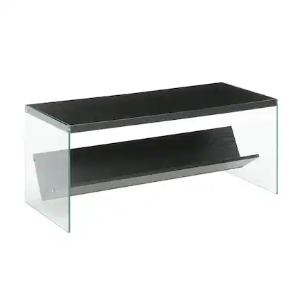 Front. Convenience Concepts - SoHo Glass Coffee Table with Shelf - Black/Glass.