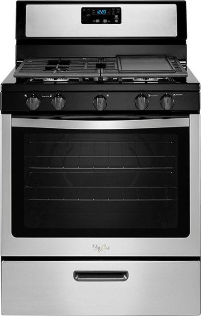 Whirlpool - 5.1 Cu. Ft. Freestanding Gas Range - Stainless steel - Front_Zoom. 1 of 14 Images & Videos. Swipe left for next.