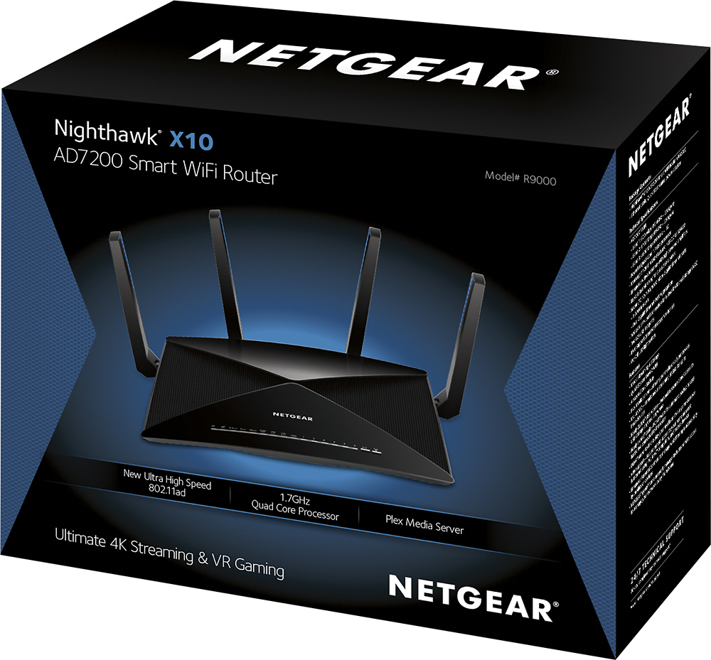 en kreditor penge Indtil nu Best Buy: NETGEAR Nighthawk X10 AD7200 Tri-Band Wi-Fi Router Black  R9000-100NAS