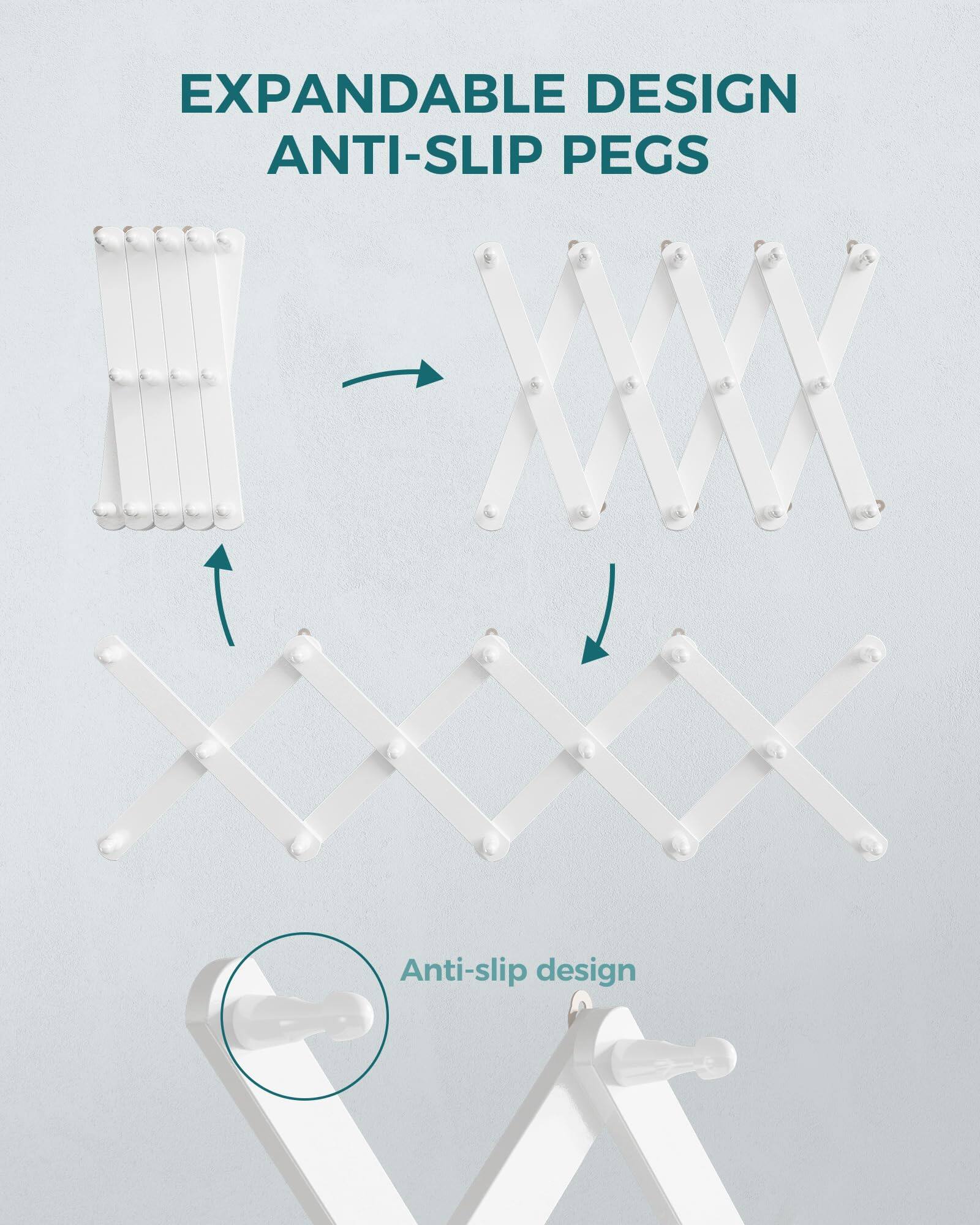 EXPANDABLE DESIGN  
ANTI-SLIP PEGS  

Anti-slip design
