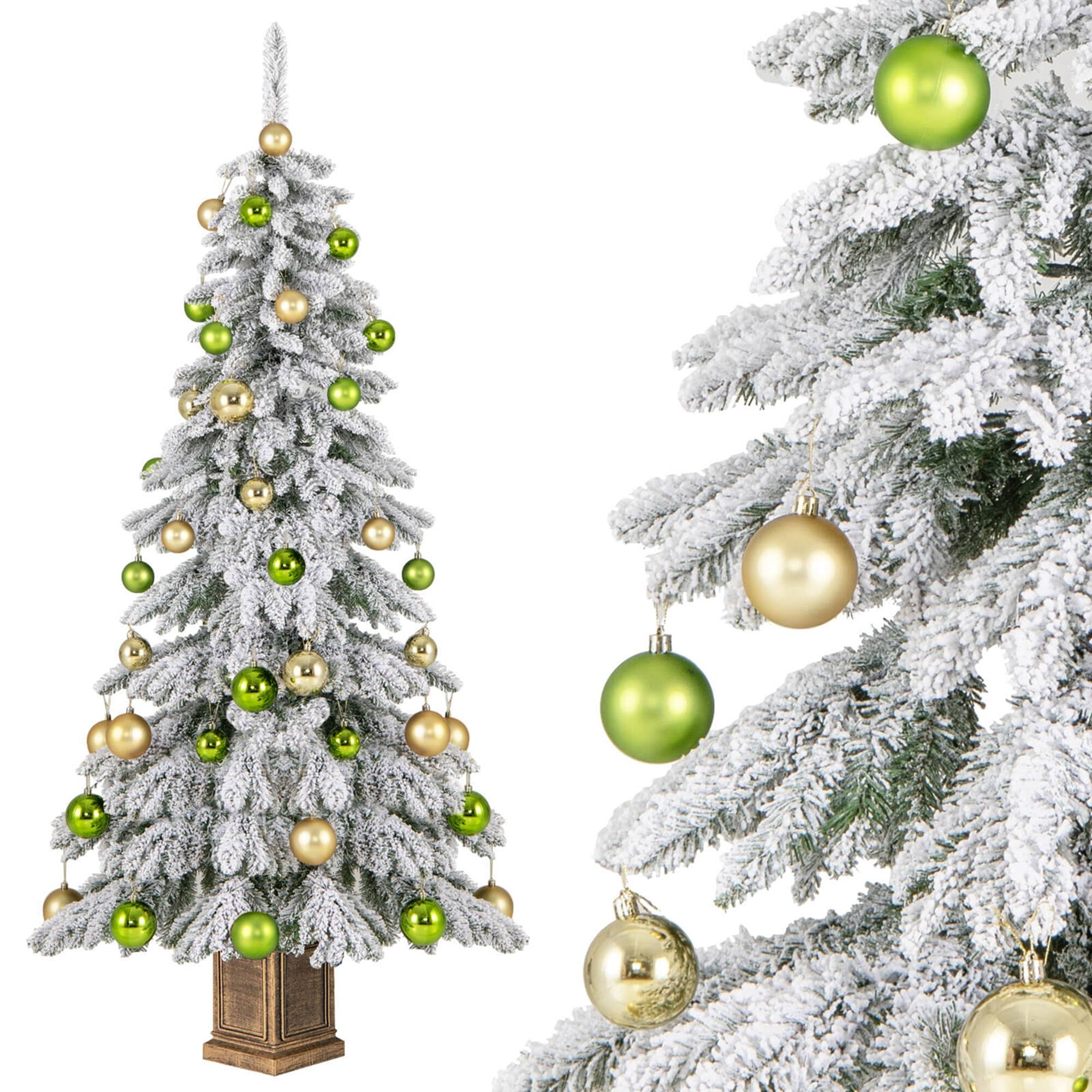 Alt View 10. Costway - Costway 1 PCS 6 FT Artificial Xmas Tree Hinged Christmas Tree with 589 Flocked Branch Tips - White,Green.
