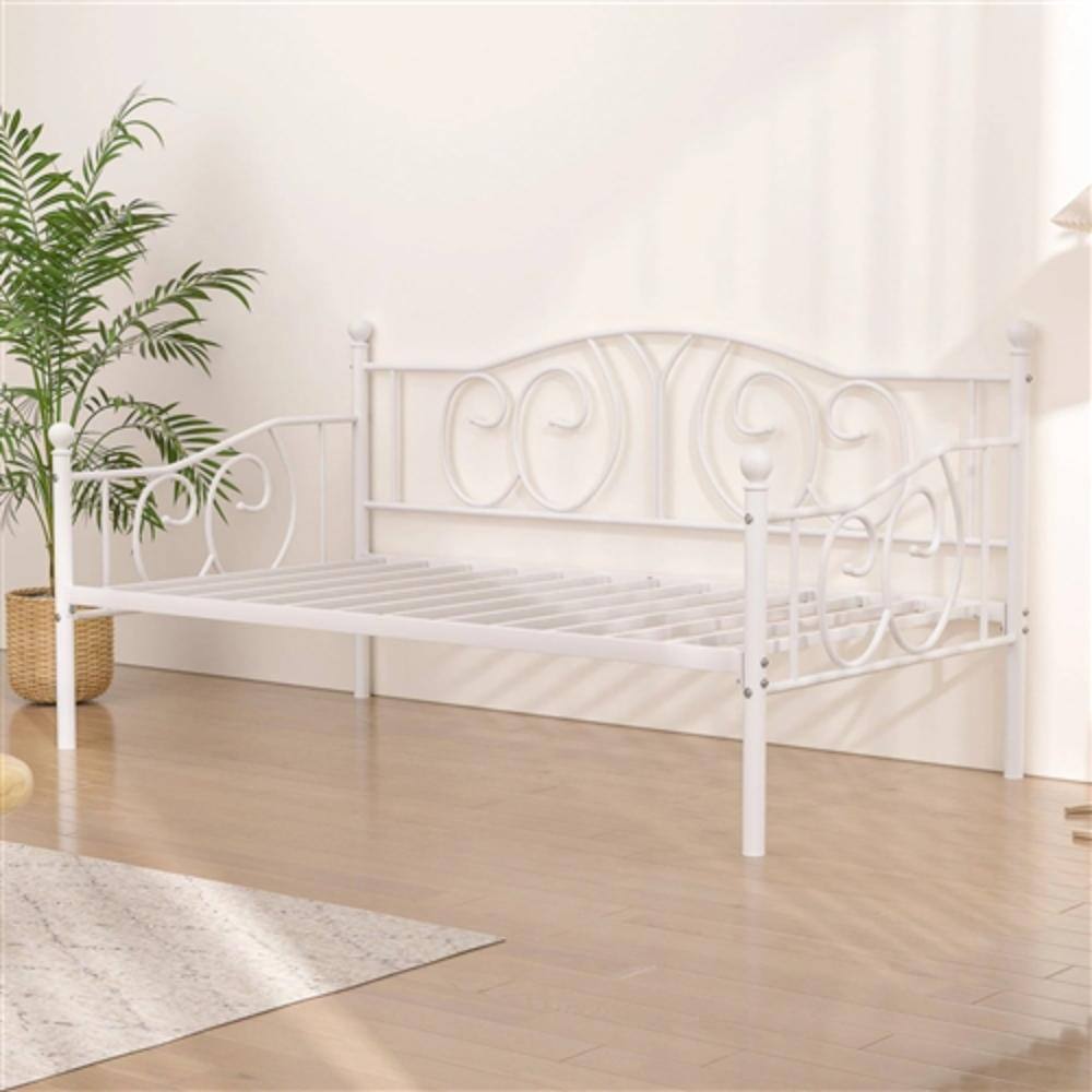 Alt View 1. Hivvago - Twin size Victorian White Metal Daybed Frame - 350 lbs. Weight Capacity - White.