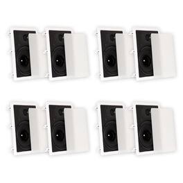 Theater Solutions by Goldwood - TS80W Flush Mount In Wall Speakers with 8" Woofers Home Theater 4 Pair Pack - Paintable White