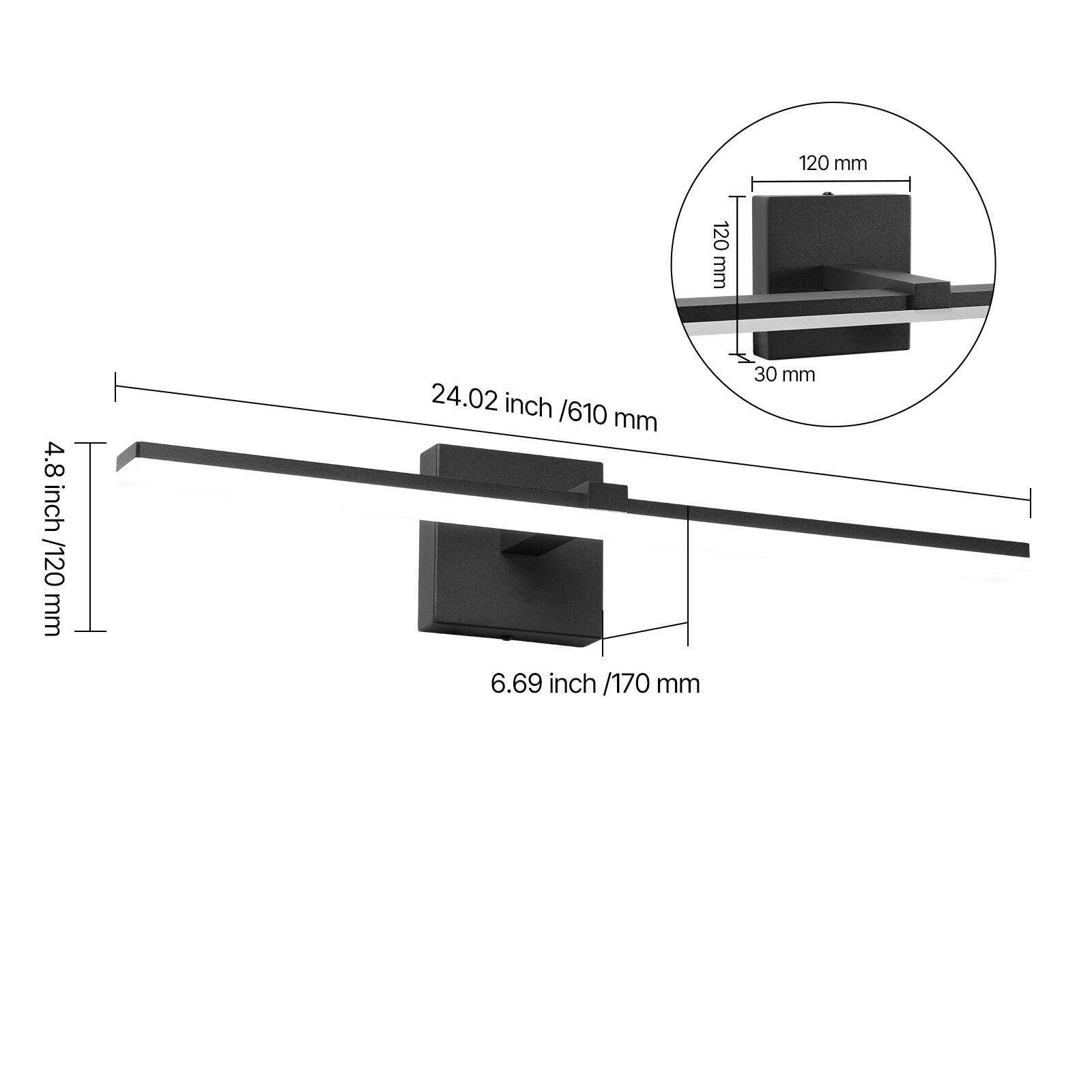 120 mm, 120 mm, 30 mm, 6.69 inch /170 mm, 24.02 inch /610 mm, 4.8 inch /120 mm