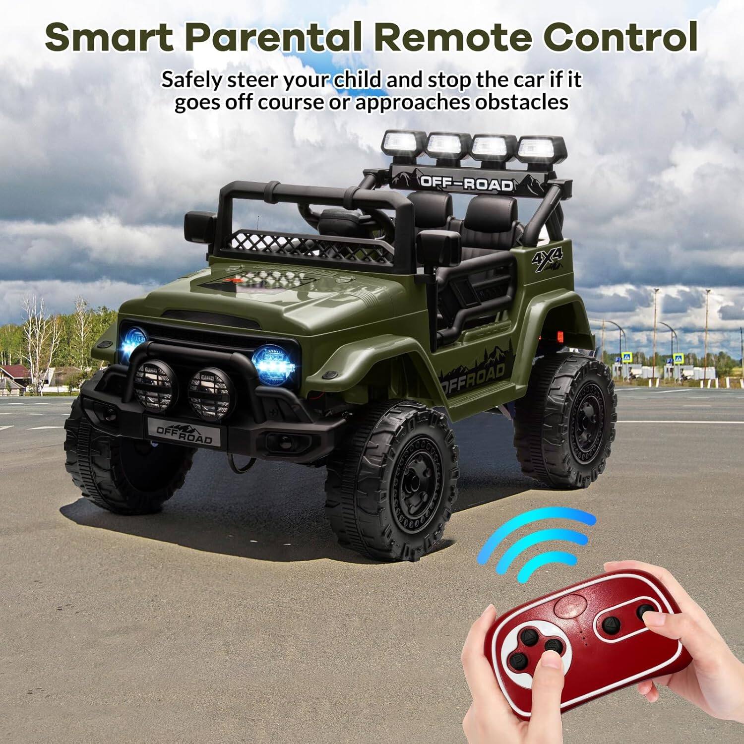 Smart Parental Remote Control
Safely steer your child and stop the car if it goes off course or approaches obstacles