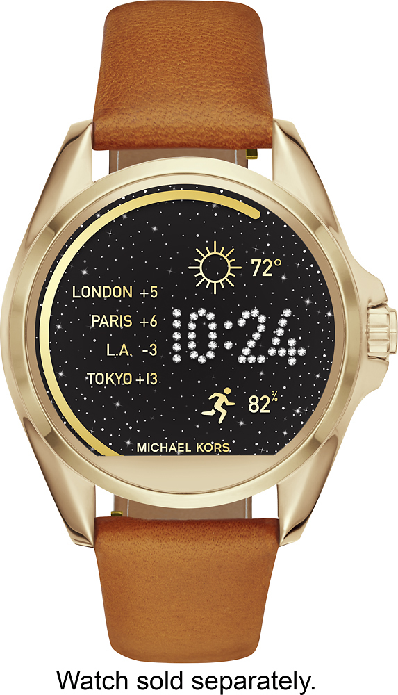 Best Buy: Michael Kors Access Bradshaw Leather Watch Strap Brown MKT9004