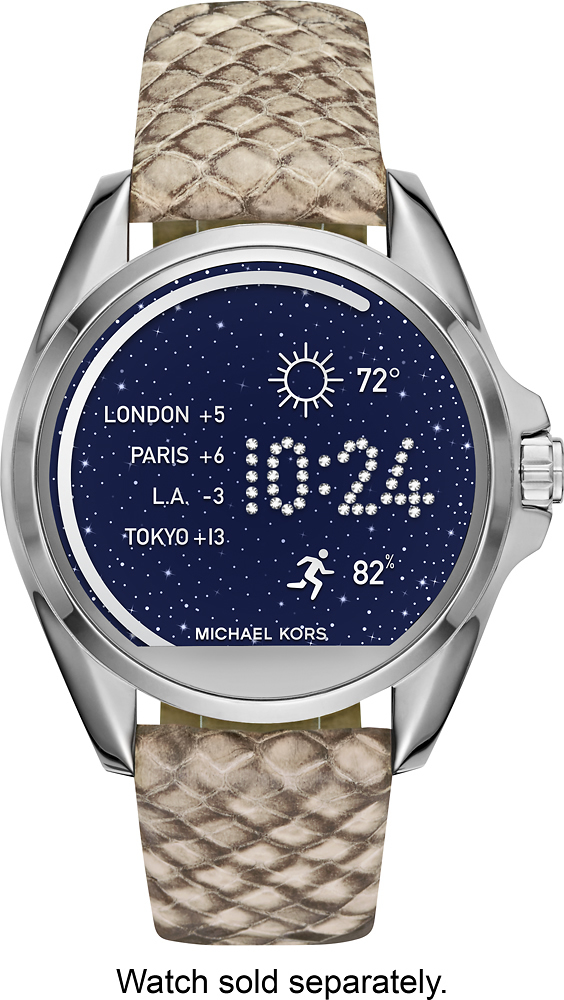 Best Buy: Michael Kors Access Bradshaw Leather Watch Strap Gray MKT9008