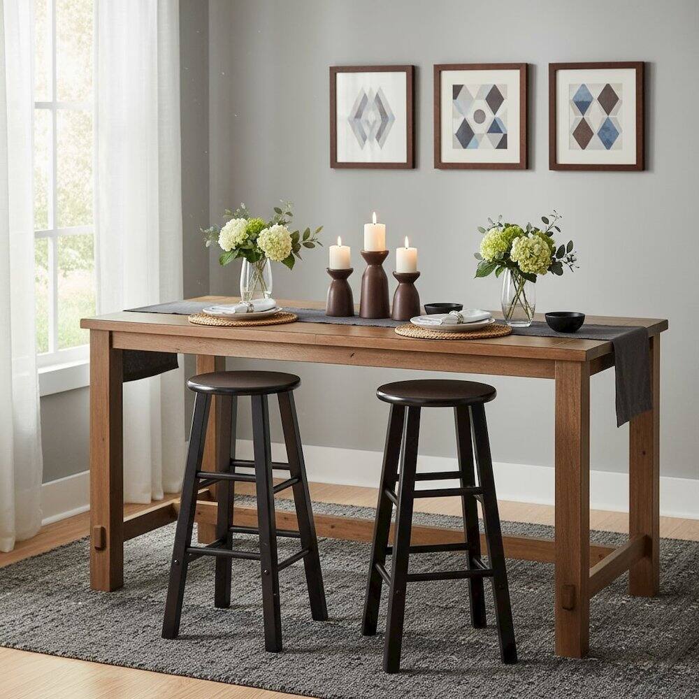 Alt View 2. FurniFact - 2-Piece Bar Stool Set - Espresso.