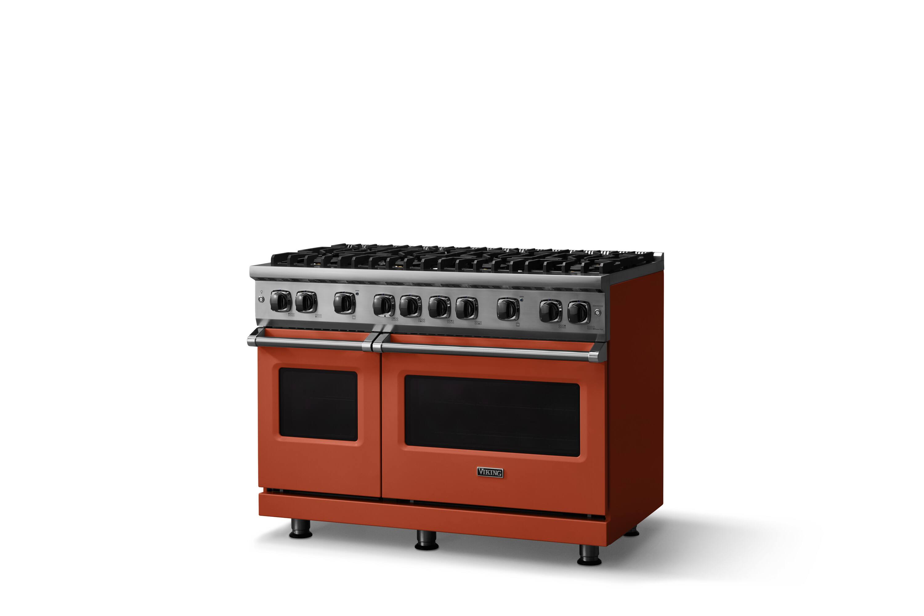 Angle. Viking - 6.1 Cu. Ft. Professional 5 Series Freestanding Double Oven Liquid Propane Gas Convection 8 Burner Range - Spiced Cider.