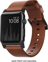 Nomad - Modern Leather Watch Strap for Apple Watch   42mm and 44mm - Brown with black lugs - Angle_Zoom