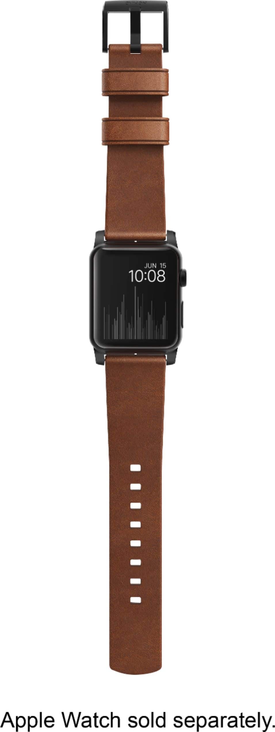 Alt View 11. Nomad - Modern Leather Watch Strap for Apple Watch 42mm and 44mm - Brown with black lugs.