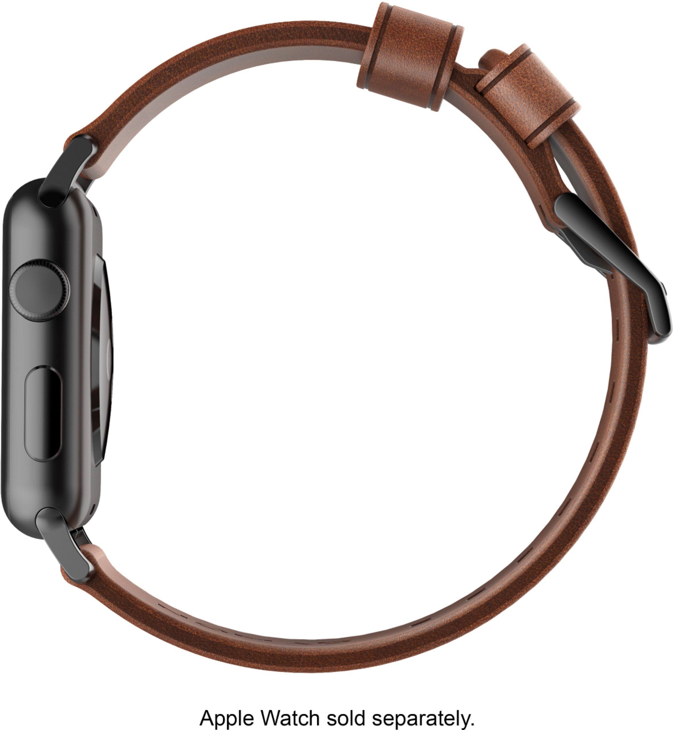 Alt View 12. Nomad - Modern Leather Watch Strap for Apple Watch   42mm and 44mm - Brown with black lugs.