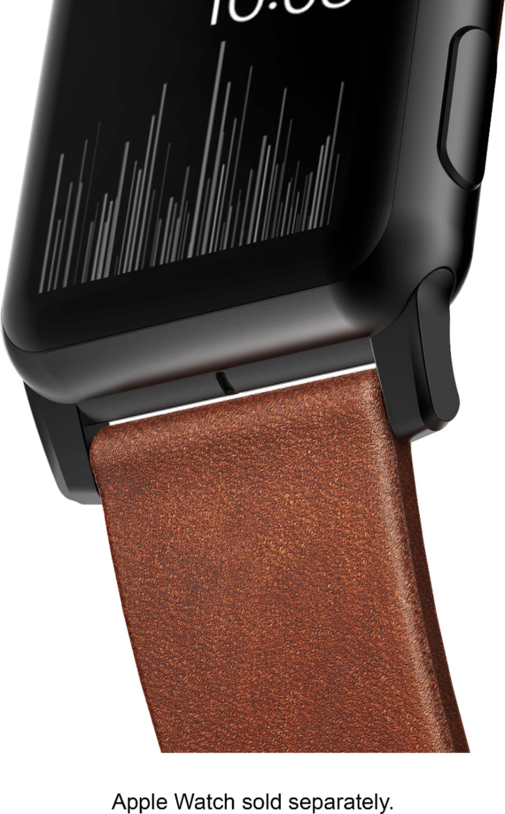Alt View 13. Nomad - Modern Leather Watch Strap for Apple Watch 42mm and 44mm - Brown with black lugs.