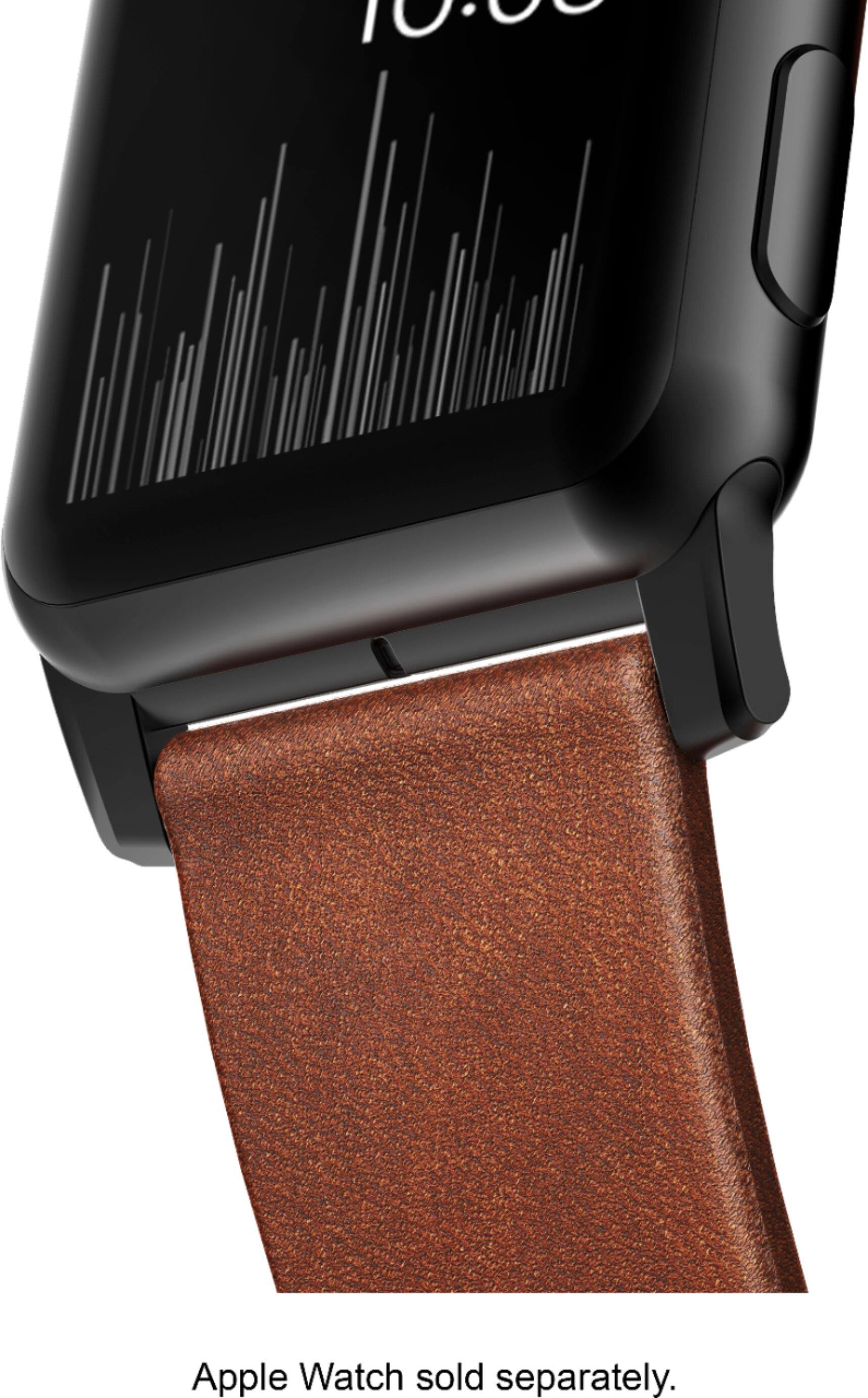 Alt View 13. Nomad - Modern Leather Watch Strap for Apple Watch   42mm and 44mm - Brown with black lugs.