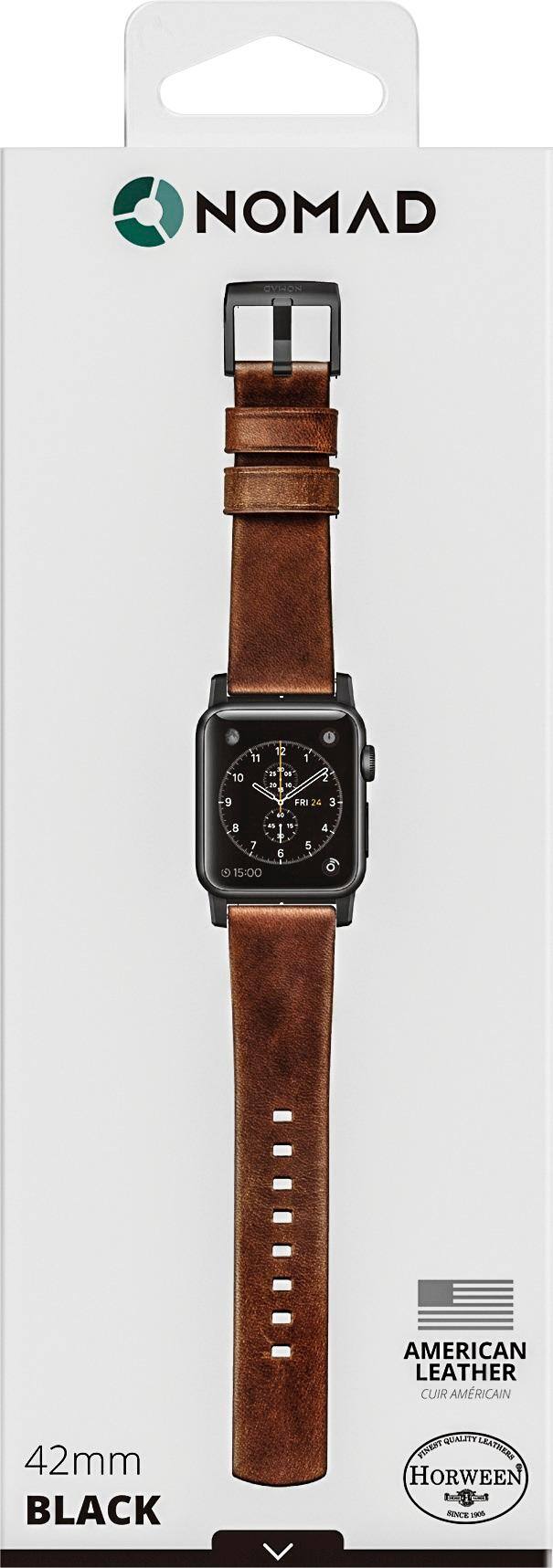 Alt View 18. Nomad - Modern Leather Watch Strap for Apple Watch   42mm and 44mm - Brown with black lugs.