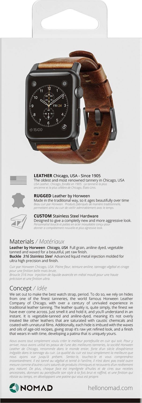 Alt View 19. Nomad - Modern Leather Watch Strap for Apple Watch   42mm and 44mm - Brown with black lugs.