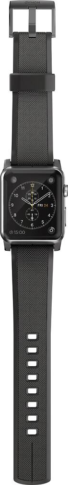 Angle. Nomad - Watch Strap for Apple Watch 42mm - Black with silver lugs.