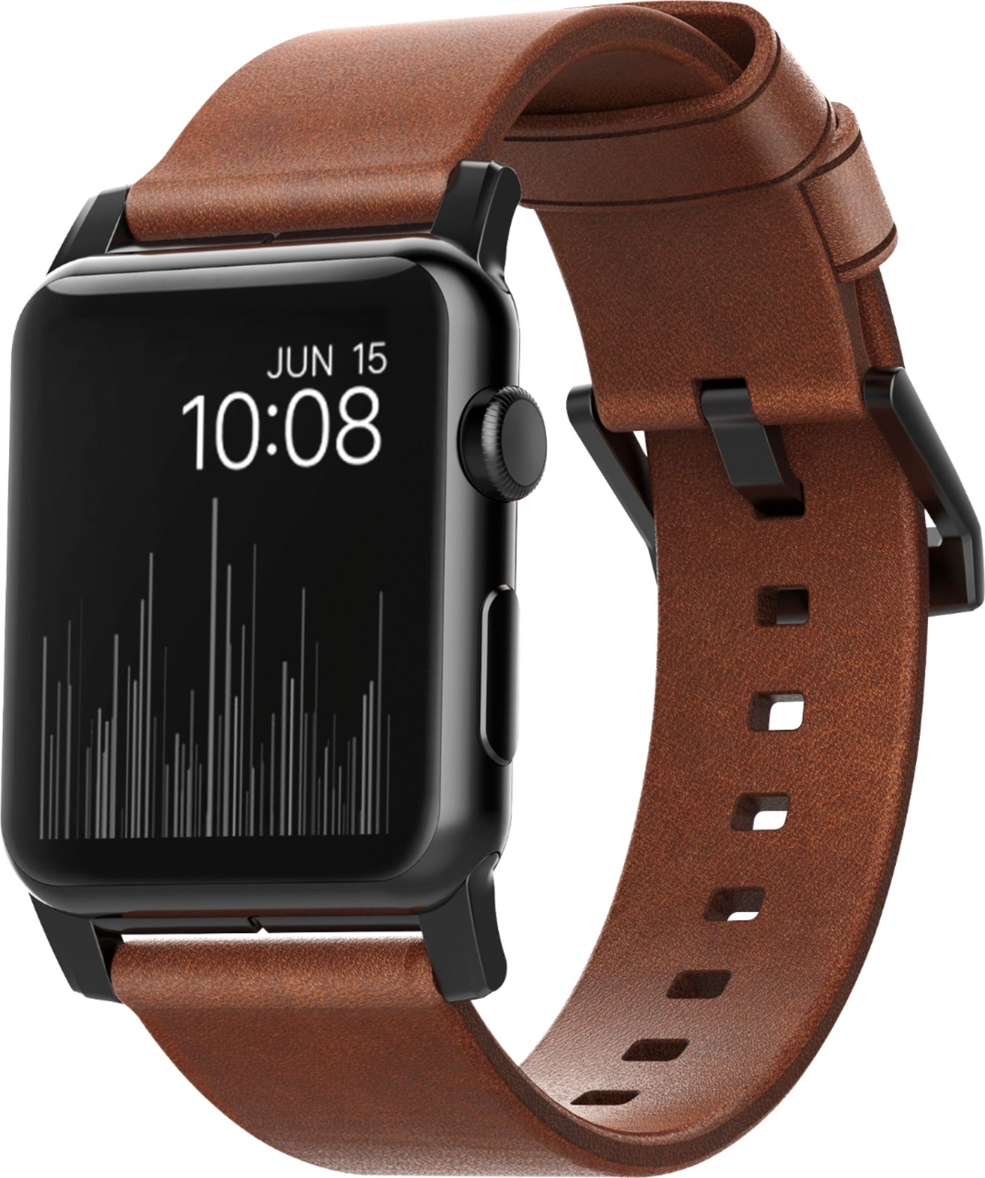 Nomad Modern Leather Strap for Apple Watch ® 38mm and 40mm Brown with black lugs - Best Buy