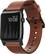 Angle. Nomad - Modern Leather Watch Strap for Apple Watch ® 38mm and 40mm - Brown with black lugs.