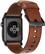 Left. Nomad - Modern Leather Watch Strap for Apple Watch ® 38mm and 40mm - Brown with black lugs.