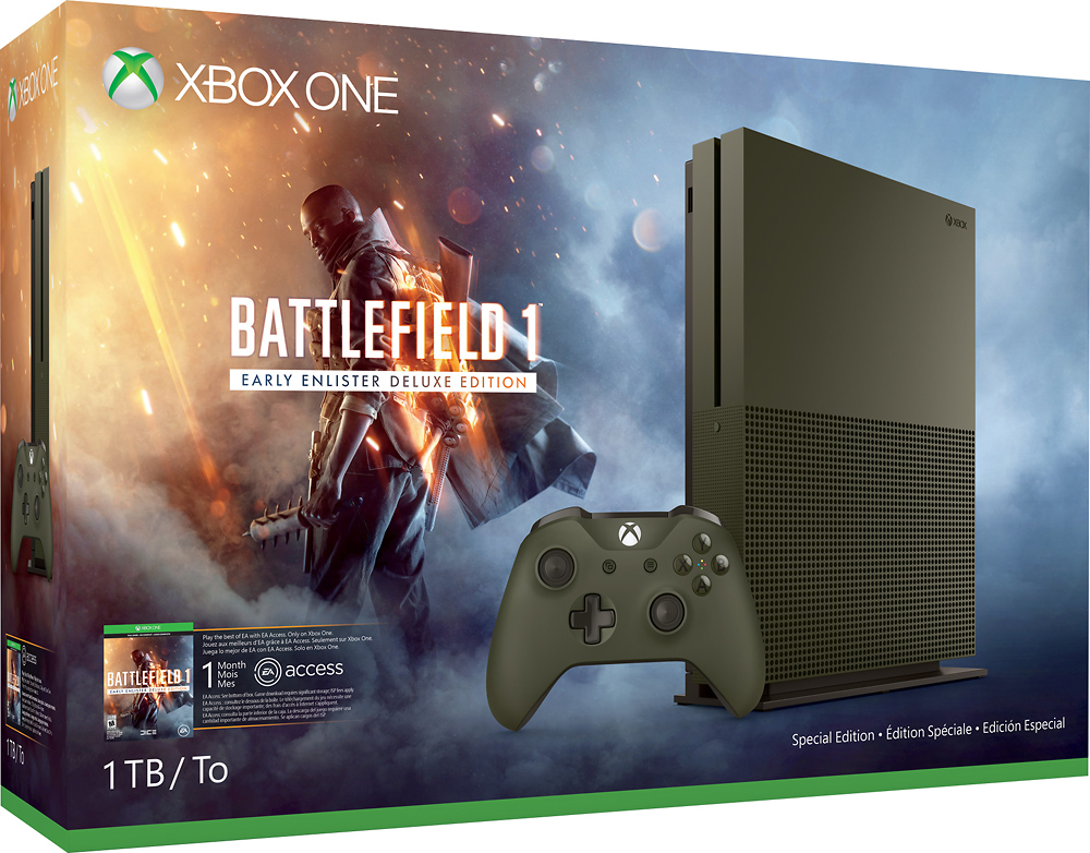 Chalk mix transfer Best Buy: Microsoft Xbox One S 1TB Battlefield™ 1 Special Edition Console  Bundle with 4K Ultra HD Blu-ray Military Green 234-00055