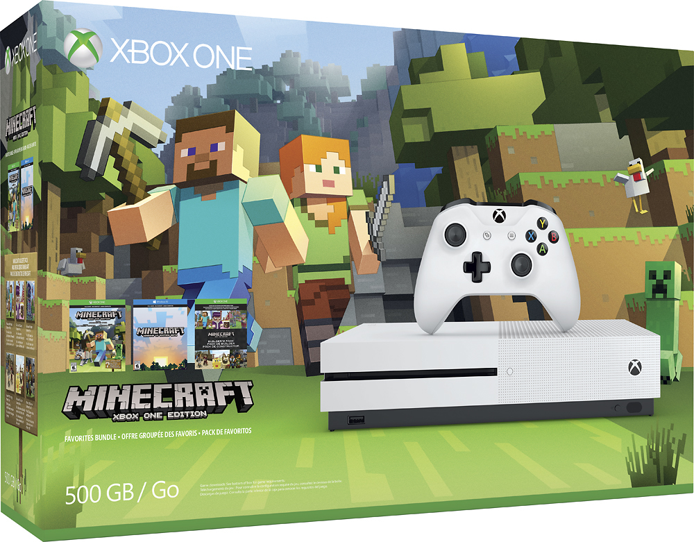 Microsoft Xbox One S 500GB Minecraft Favorites Console Bundle 4K Ultra HD Blu-ray White ZQ9-00043 - Best Buy