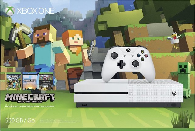 Microsoft - Xbox One S 500GB Minecraft Favorites Console Bundle - Robot White - Front Zoom