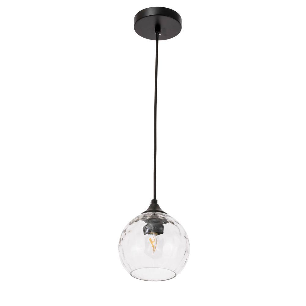 Alt View 6. Living District - Cashel 1 light Black and Clear glass pendant - Black And Clear Glass.