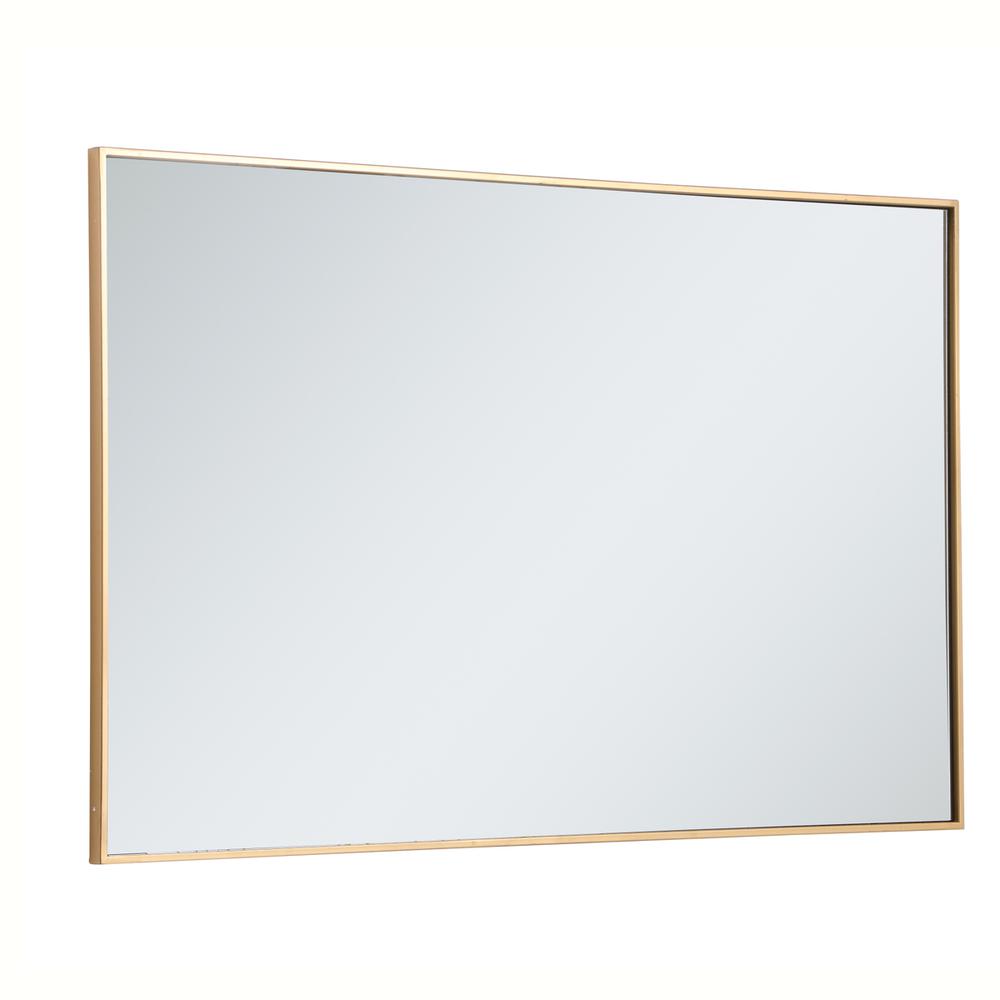 Back. Elegant Decor - Metal frame rectangle mirror 30 inch in Brass - Brass.