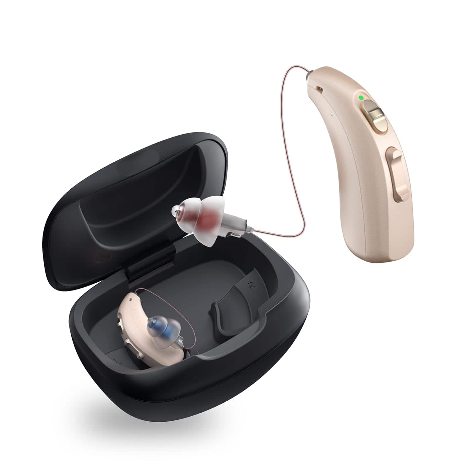 Front. LINNER - LINNER Rechargeable Behind-the-Ear Hearing Aids for Seniors – Beige, Enhanced Sound Clarity, Pair - Black.