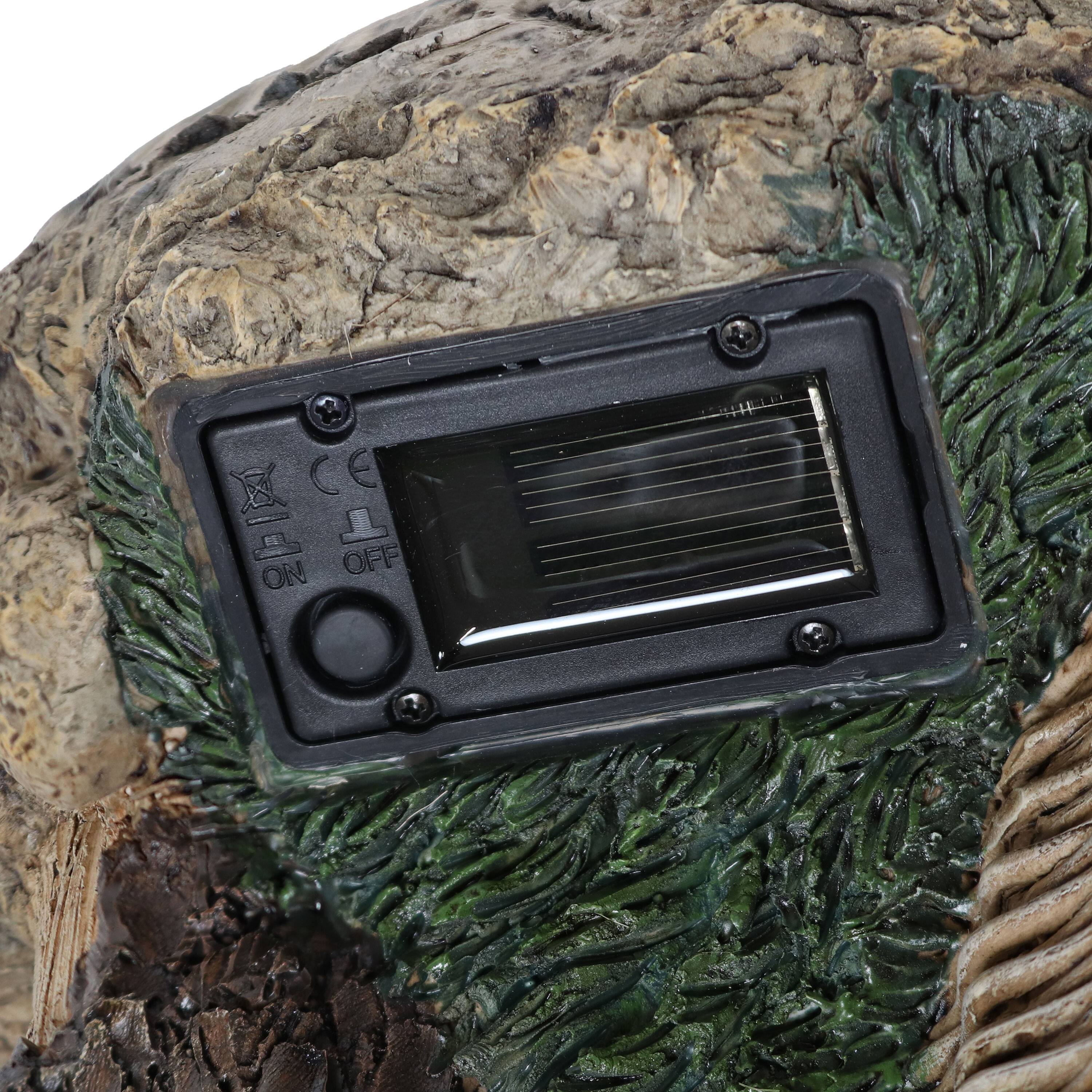 Alt View 5. Sunnydaze - Polyresin Bird House Planter Statue with Solar Lighted Birds - Brown.