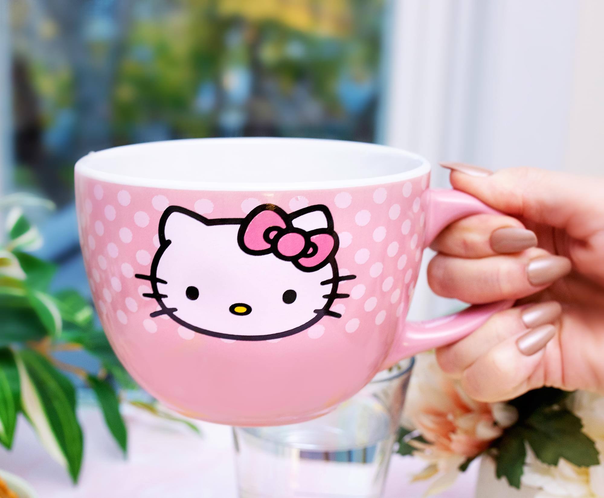 Alt View 4. Hello Kitty - Sanrio Hello Kitty Pink Polka Dots Ceramic Soup Mug | Holds 24 Ounces - Pink.