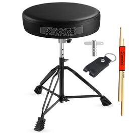 5 CORE - Drum Throne 3" Thick Padded Comfortable Guitar Stool Drummer Chair Adjustable Musician Seat - Black