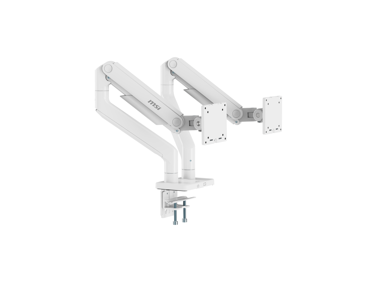 MSI - MPG MT201DW - Dual Monitor Stand, 17-45", VESA, Spring Assisted, 44 lbs, Clamp/Grommet, Black - Matte White