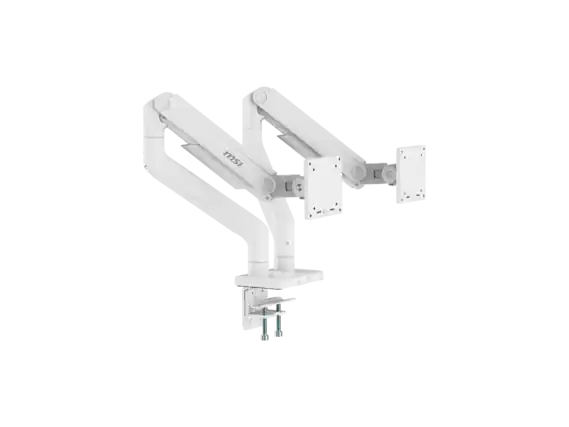 Front. MSI - MSI MPG MT201DW - Dual Monitor Stand, 17-45", VESA, Spring Assisted, 44 lbs, Clamp/Grommet, Black - Matte White.