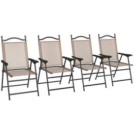 Outsunny - Piece Folding Patio Camping Chair Set, Sports Chairs for Adults with Armrests - Brown