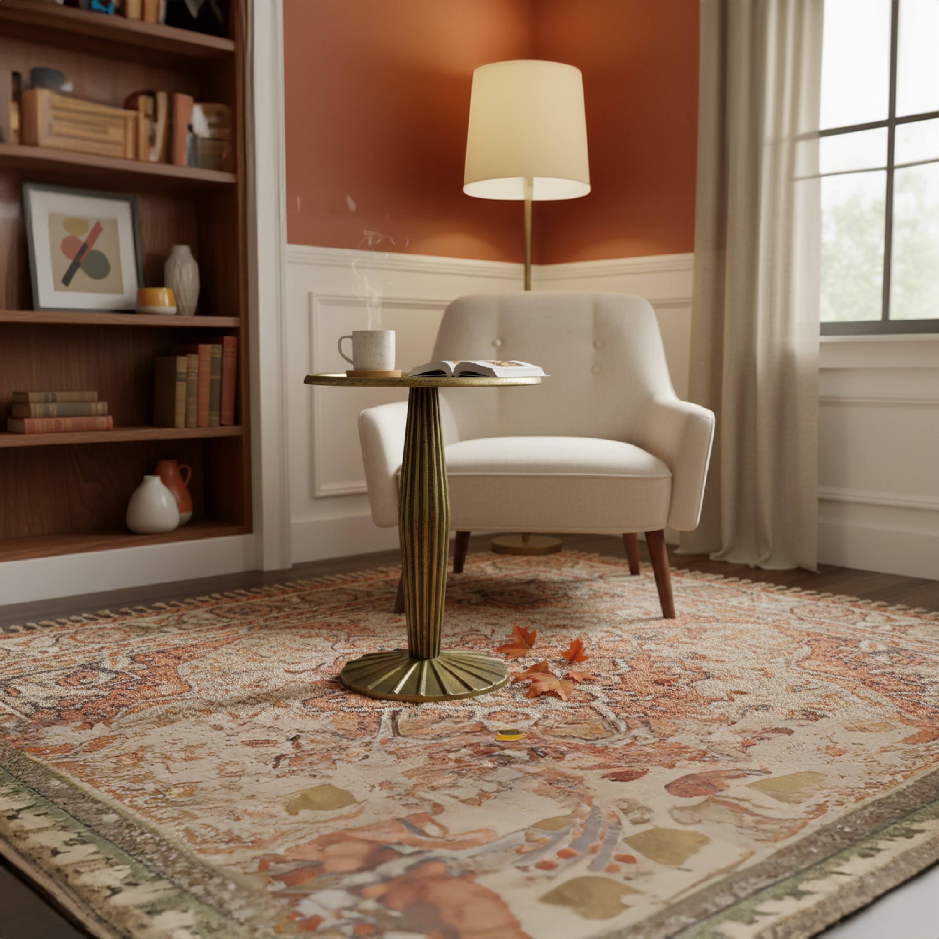 Alt View 9. Manhattan Lane - 12 Inch Side End Drink Table, Fancy Fluted Base, Round Top - Brass.