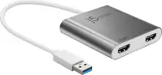 Front. j5create - USB 3.0 to Dual HDMI Multi-Monitor Adapter - Silver.