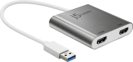 j5create – USB 3.0 to Dual 4K/HD HDMI Multi-Monitor Adapter – Silver/White