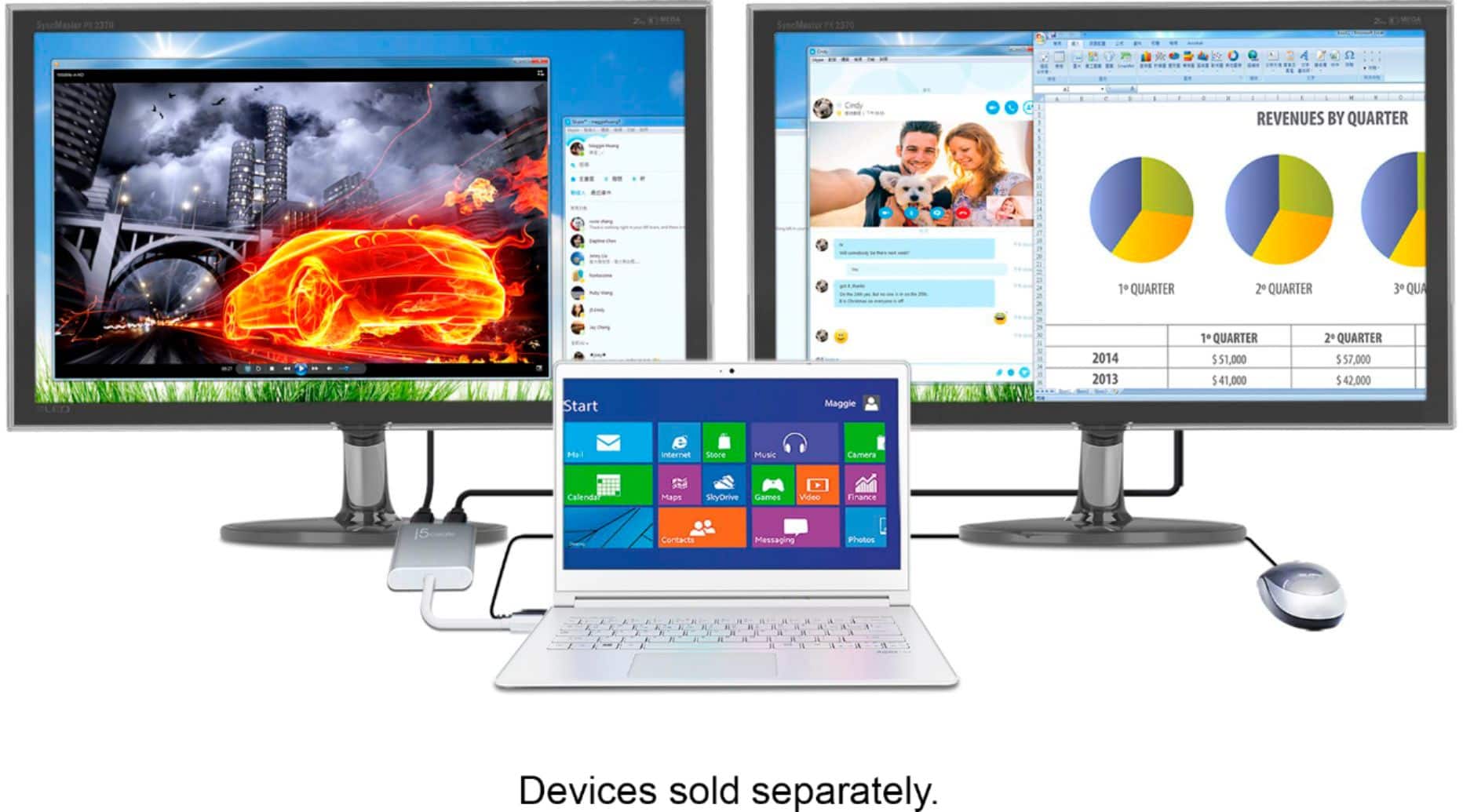 Alt View 11. j5create - USB 3.0 to Dual HDMI Multi-Monitor Adapter - Silver.