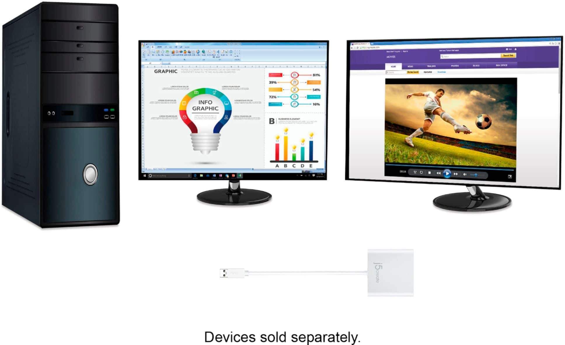 Alt View 12. j5create - USB 3.0 to Dual HDMI Multi-Monitor Adapter - Silver.